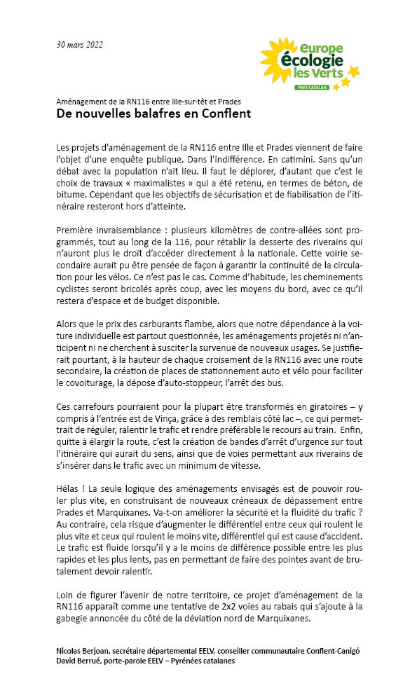 CP aménagements RN116 mars 2022