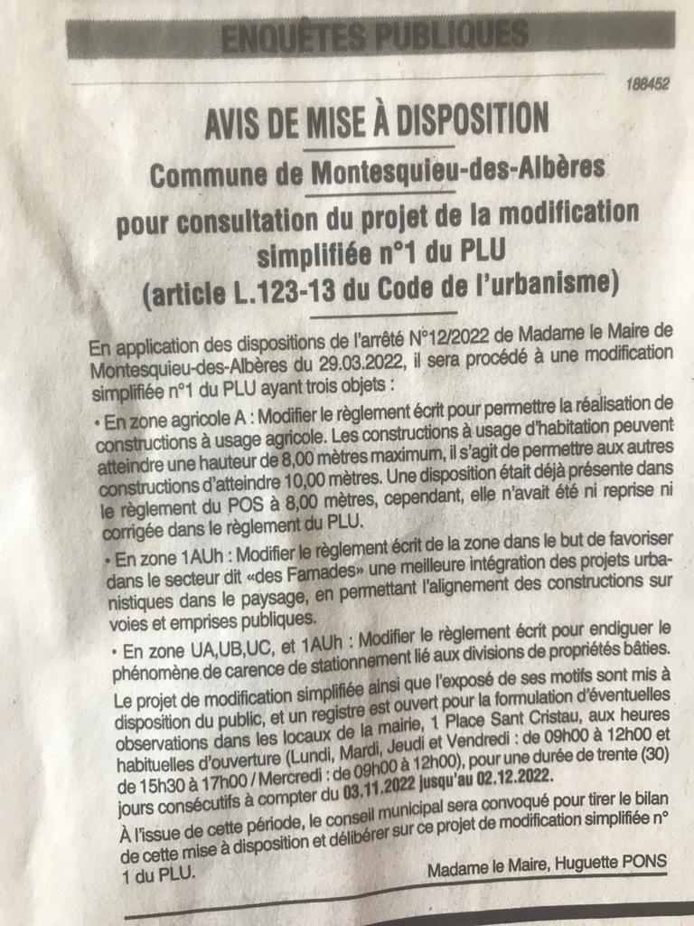 Avis de mise à dispositio n