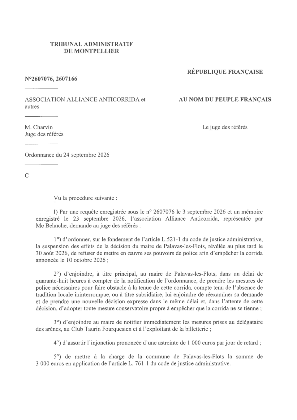 Ordonnance TA